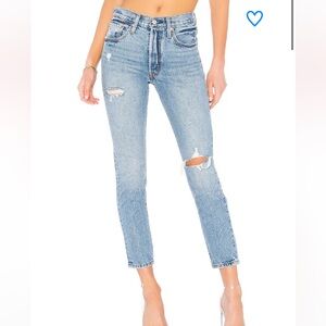 Levi's 501 S Jeans Women's 26x28 Skinny Fit Blue Distressed Denim Button Fly